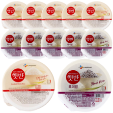 CJ 햇반 210g 백미 + 흑미 반반 혼합 세트, 6팩, 420g