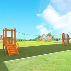 더블 짚라인 놀이기구 광장 놀이터 야외 키즈 펜션, 단일 플랫폼 단단한 나무 단일 집라인