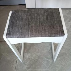 북유럽식 화장대 의자 간편 좌식, 러버우드 웜화이트+패브릭쿠션다크그레이 높이 36cm O