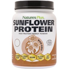 NaturesPlus 天然佳 向日葵蛋白質能量粉 不甜的口味 無麩質 素食 無糖, 555g, 1個