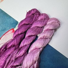 非遺絨花 DIY 無撚免劈絲 纏花蠶絲線 100米 小支套裝 色系組合款, 木槿紫3色每色100米