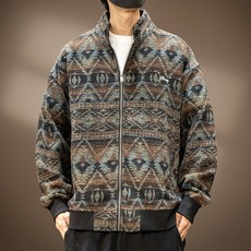 가을 대형 560g 헤비 레트로 카디건 스웨터 남성 에스닉 스타일 울 니트 재킷