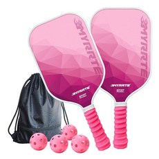 피클 볼 패들 유리 섬유 라켓 2개 세트 경량 벌집 코어 타의 추종을 불허하는 컨트롤 164069, 핑크