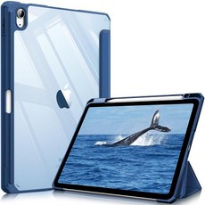 Fintie 아이패드 에어 11인치 M4/M3/M2 (2026/2025/2024) 5세대/4세대 (2022/2020) 10.9인치용 하이브리드 슬림 케이스 - 투명 뒷면 쉘, 네이비 블루