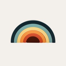 [아이브릭] 몬테소리 발도르프 실리콘 레인보우 유아 장난감 블럭, 네이비 6layer, 1개