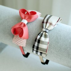 노바체크+헤링본니트 아동머리띠 코지 헤어밴드 2종set