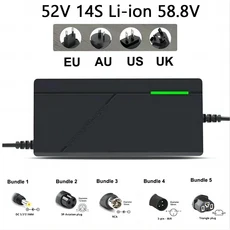 36V 48V 52V 2A 리튬이온 충전기 (13S 16S 20S 54.6V 21700 배터리 팩용) 고속 지능형, 01 2A, 02 번들 5, 05 58.8V 14S charger