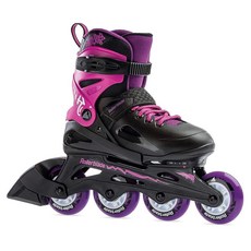 Rollerblade Fury Junior 조절 가능한 피트니스 인라인 스케이트 블랙 & 씨 그린, 블랙/핑크, 1개