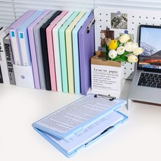 1pc A4 쓰기 보드 파일 상자 2-in-1 문서 및 사진 다기능 보관 사무실용 휴대용 조직 도구, 03 blue, 1개