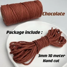 3mm 11 야드 35 색상 옵션 Macrame 코드 코튼 로프 4 플라이 트위스트 Macrame 스레드 Macrame 용품 DIY 공, 01 3mm 10Meters, 14 Chocolate
