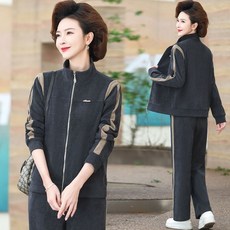 大尺碼運動套裝：中老年媽媽春秋裝，新款外套休閒兩三件套，S-8XL可選