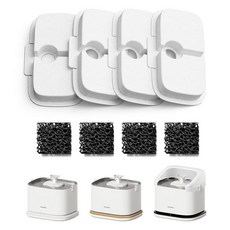 PETLIBRO 고양이 분수 필터 4팩 필터 교체 및 스폰지 Dockstream WF106/WF116/WF105/WF115/WF005용 반려동물 분수대 쉬운 2개월 세트, 4 Filter