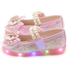 마미트리 여아용 RS 파스텔 진주 LED 구두