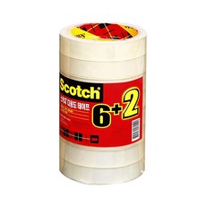 3M 스카치 투명테이프 502 리필 18mm x 20m 6+2롤, 투명