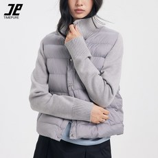 여성용 에어리 숏 패딩 니트 소매 보온 공기감 가을 겨울 슬림 경량 패딩 아우터
