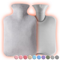 아뜰라임 오래가는 보온 물주머니 핫팩 + 찜질팩 커버 세트 1L 2L, 실버그레이 2L, 1개