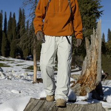 男士大尺碼冬季保暖運動長褲：防風防水加厚滑雪登山休閒工裝羽絨褲 90白鴨絨, M建議 體重55-65公斤, 雪山白