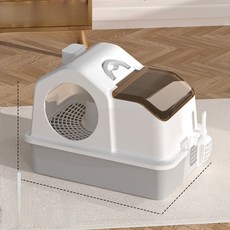 초대형 복도형 고양이 화장실 완전 밀폐형 조이 물리적 냄새 청소 제어 성묘용, 긴 복도형 고양이 화장실 모래삽 탈취제 증정