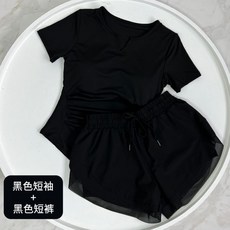 女夏季速乾短袖短褲套裝 瑜珈訓練健身服 晨跑步運動吸汗專業瑜珈服