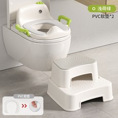 小沐馬 幼兒馬桶圈 大號坐便器, 綠[PVC軟墊款+二階腳凳]+1PVC墊