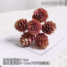 彩色落葉松果串/落葉松果/落葉金松果/落葉松/拍照道具/乾燥花配件/乾燥花花材/乾燥花材/聖誕花材/松果/聖誕花圈材料, 1個, ❰粉金❱落葉松果串(1束6枝), 粉金