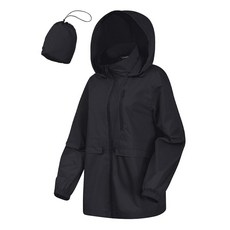 CRIPOM Women's Rain Jacket Waterproof Lightweight Packable Raincoat with Hood for Golf Hiking Trav, M, 블랙