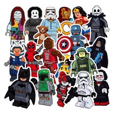 레고 스티커 방수 DIY 다꾸 캐리어 대용량 노트북 카툰 꾸미기 대용량, 1개, 100피스