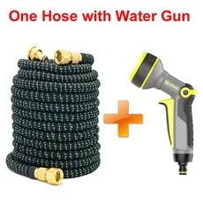 호수 파이프 가능한 스프레이 정원 세차 호스 건과 플라스틱 매직 급수, Hose with Spray Gun, 75FT, US Version, 1개