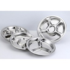 캠핑용 4구 원형식판 스텐레스 나눔접시 글램핑 파티룸 피크닉용 차박 야영장 팬션