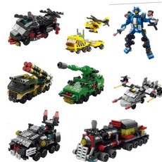 微型積木導彈車火車直升機裝甲車戰車機器人小顆粒積木盒裝 拼裝積木 兼容樂高積木拼裝益智力玩具, 1個, 6合1(8套合購請+8)