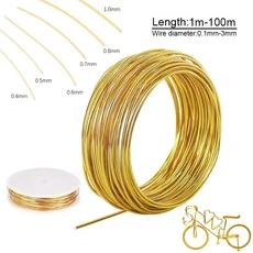 1-100m 부드러운 황동 와이어 베어 구리 라인 0.1mm, 02 1.3mm 5m