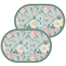 유니드언 양면 가죽 플라워 식탁 테이블 방수 매트, 로즈 그린, 45 x 30cm, 2개