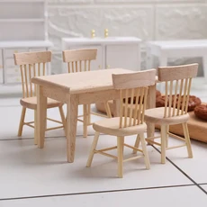 112 인형의 집 오크 나무 식탁 의자 세트 DIY 인형 가구 액세서리, Chair