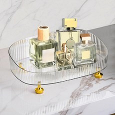 향수 정리함 욕실 배니티 트레이 화장대용 메이크업 카운터탑 장식용 플라스틱 장식 여성용 클리어, Green