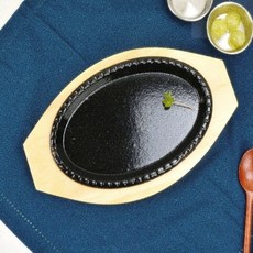 마깡몰 법랑 점타원 철판 목판받침 세트 2호 콘치즈철판