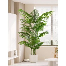 대형 인조나무 조화식물 실내조경 거실인테리어 고급스러운 플랜테리어 장식 화분 가짜식물, 1개, 80cm 아레카 야자 - 작은 블랙 화분