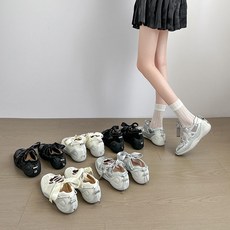 여성 메리제인 운동화 발레 슈즈 통굽 키높이 스니커즈 발편한 단화