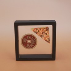 黃銅吊墜 古幣風格 山鬼紅油掛件 鎮宅擺飾 37mm 仿古工藝 民俗風+老君佛塵山鬼錢+符+相框