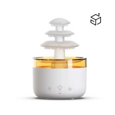 臺灣 出貨 超低價新品Type-C插電臺式傢具七彩氛圍燈加濕器仿真火燄香薰機【YiZE】, 131白色【創意三層雨滴+七彩燈】