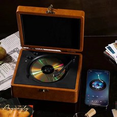 cd播放器藍牙音箱專輯光碟播放機高保真便攜唱片機黑膠復古, 如圖所示, 深棕色