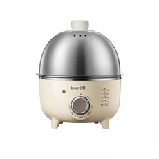 小熊 煮蛋器 304不鏽鋼多功能迷你早餐機, 米黃色7個蛋機械定時ZDQ-B07C3:不鏽鋼系列