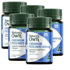 네이쳐스오운 크롬 피콜리네이트 400mcg Natures Own Chromium Picolinate, 5개, 200정