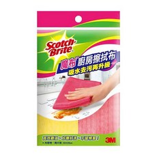 3M魔布廚房擦拭布（二片入）- 廚房清潔好幫手，吸水力強，輕鬆擦拭油污, 1個