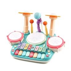 Cute Stone 5in1 4 악기 장난감 놀이 방법 드럼 세트 피아노 아이 장난감 마이크