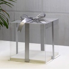 케이크 휴대용 디저트 컵케이크박스 투명케이크상자 생일기념 케이크포장 원형 직사각형 다층, 5세트, A_투명 커버 6인치 단면 22x22x16cm 5세트