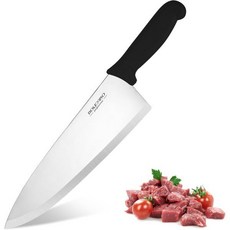 셰프 나이프 10인치 고탄소 스테인리스 스틸 주방 나이프 가정용 또는 비즈니스용 인체공학적 손잡이가 있는 날카로운 커팅 나이프블랙, Black, 1개