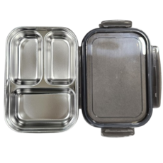 인콕 다이어트 스텐 식판 3구 + 뚜껑, 혼합색상, 1세트