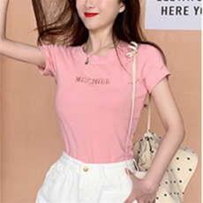 [오앤디샵] 영문 편한 반팔티 포인트 여성 자수 예쁜 데일리