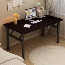 접이식 책상 의자 포함 다용도 학생 컴퓨터 게이밍 테이블 거실 서재 공부 탁자 세트, 블랙