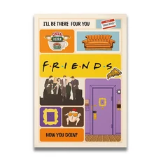 프렌즈 TV 시리즈 아파트 평면도 포스터 레트로 쇼 명언 캔버스 프린트 그림 영화 벽 장식 홈 벽화 쿠아드, 11, 02 40X60cm Unframed